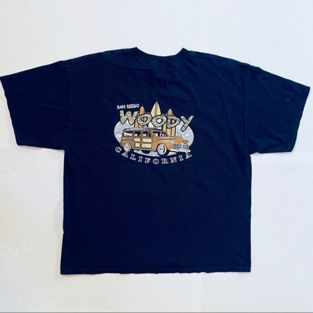 Ink Inc Woody Car San Diego Beach Surf California Blue T-Shirt Size XXL - Picture 2 of 14